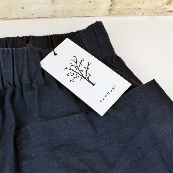 Sundays by We are Sundays Shorts Women S Blue High Rise Linen Utility Pocket NWT
